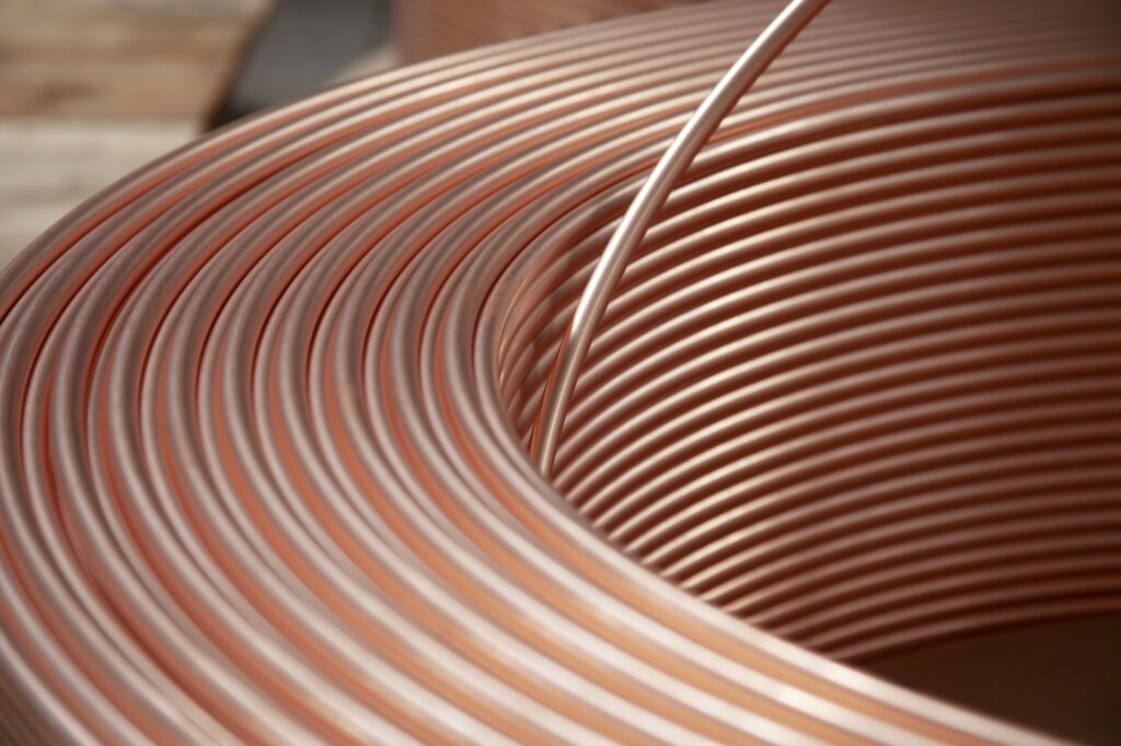 new copper pipes at the factory